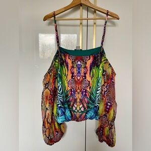 VENUS vibrant colourful off-the-shoulder blouse